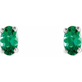 14K White Lab-Grown Emerald Earrings